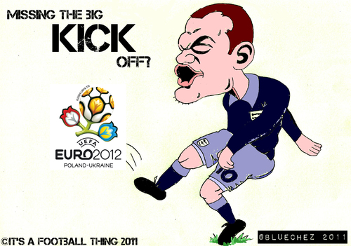 Cartoon: Wayne Rooney - Kick! (medium) by bluechez tagged rooney,england,euro2012,poland,ukraine,football,soccer