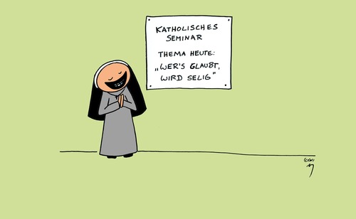 Cartoon: Wer es  glaubt  wird selig (medium) by Any tagged religion