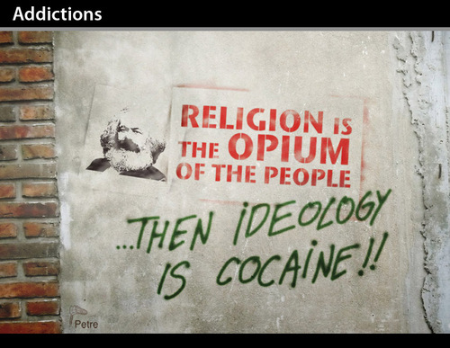 Cartoon: Addictions (medium) by PETRE tagged marxism,political,graffitti,stencil,ideology,drugs