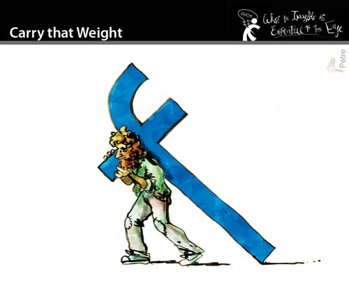 Cartoon: Carry that Weight (medium) by PETRE tagged cross,facebook,fans