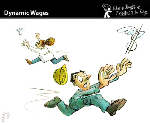 Cartoon: DYNAMIC WAGES (medium) by PETRE tagged economy,wirtschaft,dynamische,löhne,dynamic