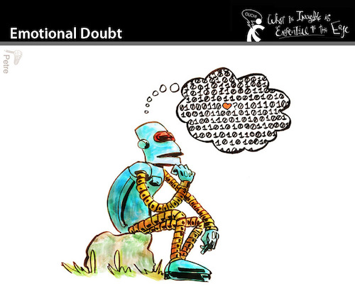 Cartoon: Emotional Doubt (medium) by PETRE tagged artificial,intelligence,thoughts