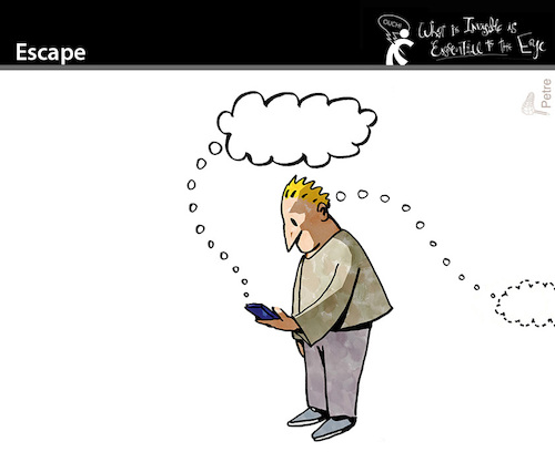 Cartoon: Escape (medium) by PETRE tagged escape,ausströmen,smartphone,gedanken