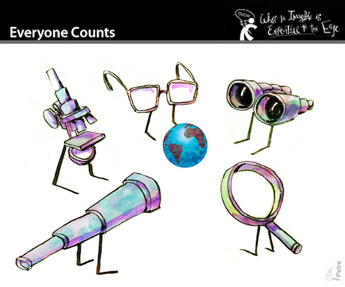 Cartoon: Everyone Counts (medium) by PETRE tagged world,sights,views,telescope,glasses