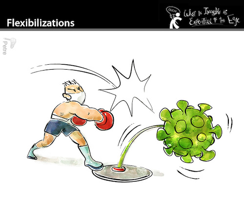Cartoon: Flexibilizations (medium) by PETRE tagged flexibilizations,covid19,coronavirus,pandemic