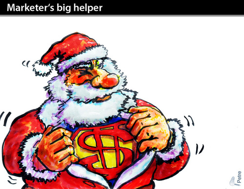 Cartoon: MARKETER-s BIG HELPER (medium) by PETRE tagged christmas,santa,claus,capitalism,consumism