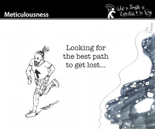 Cartoon: Meticulousness (medium) by PETRE tagged meticoulesness,path,weg,way