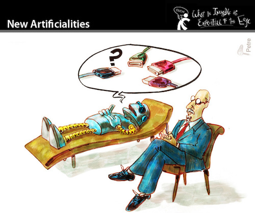 Cartoon: New Artificialities (medium) by PETRE tagged psychoanalysis,artificial,intelligence