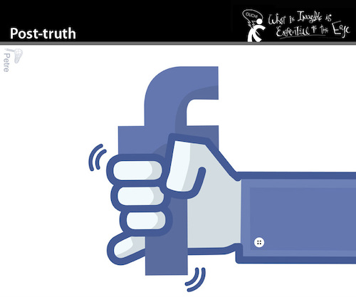 Cartoon: Post truth (medium) by PETRE tagged posttruth,facebook,nets,social,web,onanism