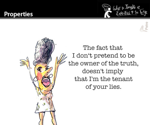 Cartoon: Properties (medium) by PETRE tagged properties,truth,lies,wahrheit,lüge