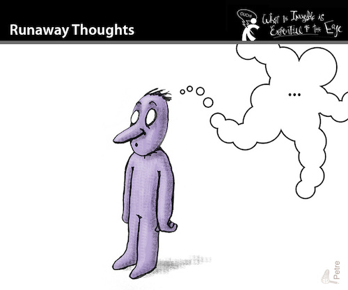 Cartoon: RUNAWAY THOUGHTS (medium) by PETRE tagged ideen,gedanken,thoughts,ideas