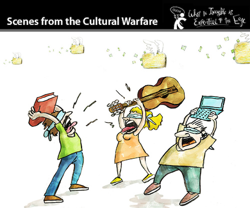 Cartoon: Scenes from the Cultural Warfare (medium) by PETRE tagged culturewarfare,kulturkampf