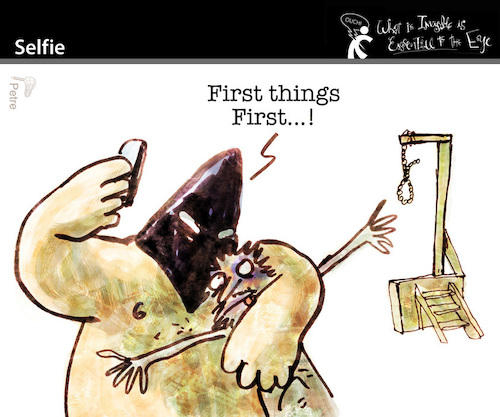 Cartoon: Selfie (medium) by PETRE tagged selfie,socialnets,executioner,rope,deathpenalty