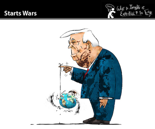 Cartoon: STARTS WARS (medium) by PETRE tagged trump,krieg,war,iran