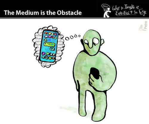 Cartoon: THE MEDIUM IS THE OBSTACLE (medium) by PETRE tagged handy,smartphone,obstacle,hindernis,the