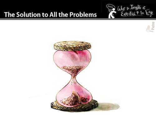Cartoon: The Solution to all the problems (medium) by PETRE tagged love,desire,time,sandclock,the