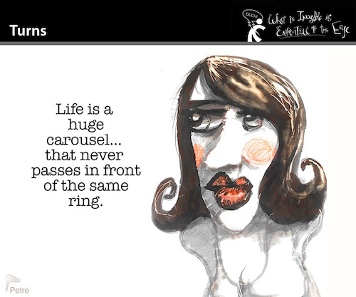 Cartoon: TURNS (medium) by PETRE tagged turns,life,leben,wendungen,carousel