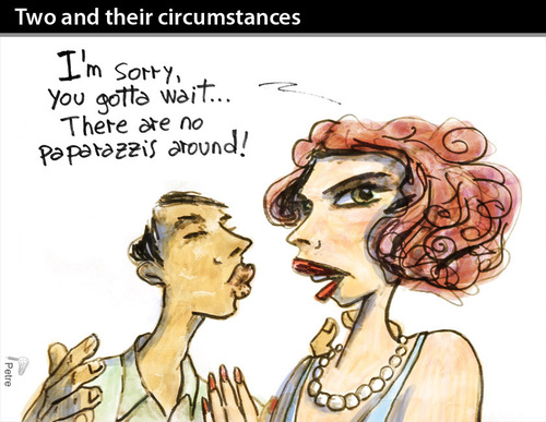 Cartoon: TWO AND THEIR CIRCUMSTANCE (medium) by PETRE tagged paparazzi,cameras,photographer,couples