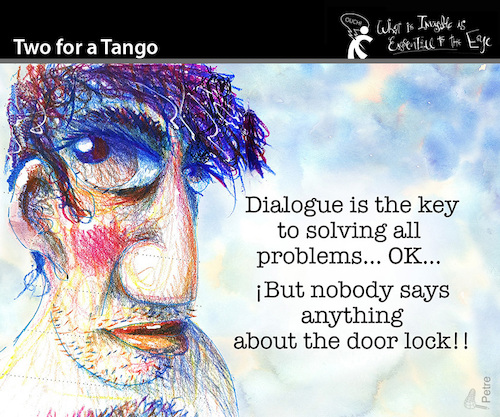 Cartoon: Two for a tango (medium) by PETRE tagged key,lock,tango,dialogue