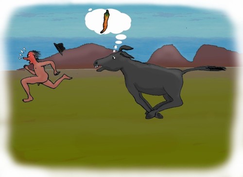 Cartoon: Carrot hunt (medium) by Hezz tagged donkey,hunting