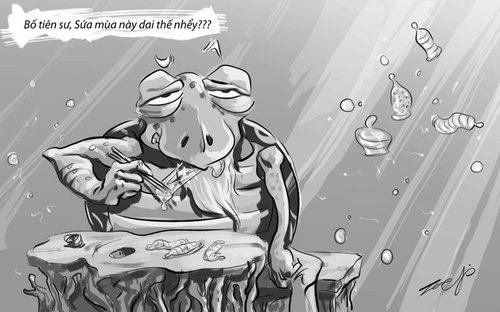 Cartoon: the turtle of Hoam Kiem lake (medium) by thinhpham tagged funny,hoankiem,lake,jellyfish