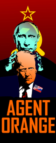 Cartoon: Agent Orange (medium) by Matthias Stehr tagged trump,putin,moskau,washington,politik,krieg