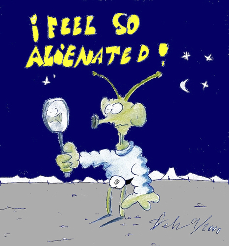 Cartoon: I feel so alienated (medium) by Matthias Stehr tagged alien