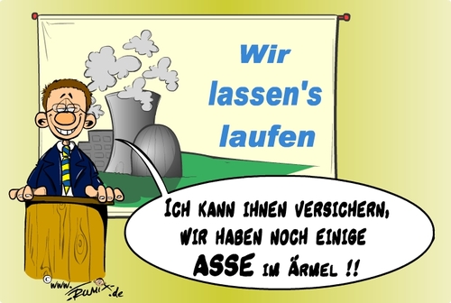 Cartoon: Asse und kein Ende (medium) by Trumix tagged laufzeitverlängerung,kernkraft,zwischenlager,westerwelle,guido,gorleben,endlager,atomkraftwerk,asse,akw,atomkraft