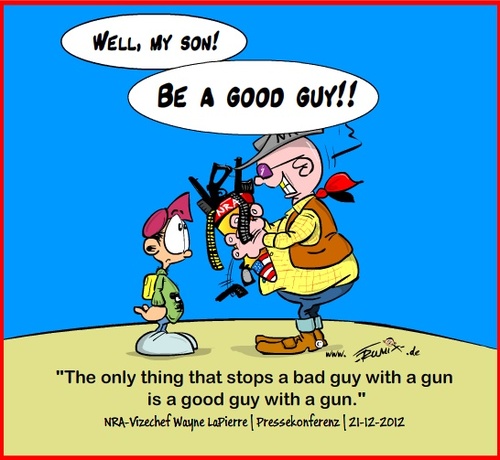Cartoon: Good Guy (medium) by Trumix tagged bad,guy,good,newton,nra,the,only,thing,that,stops,with,gun,is,trummix,usa,vizechef,wayne,lapierre,waffenhandel,waffenlobby