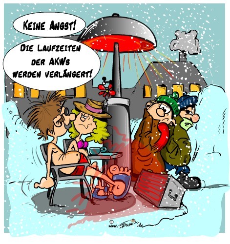 Cartoon: Lass sie laufen  Kumpel (medium) by Trumix tagged akw,atomkraftwerk,klimawandel