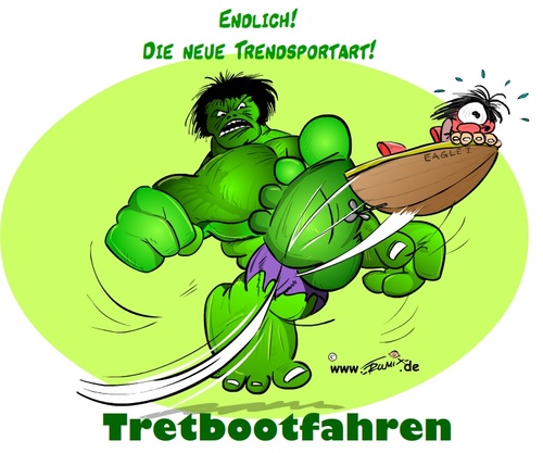 Cartoon: Neue Trendsportart (medium) by Trumix tagged action,facharbeiter,grüne,energie,hilfsarbeiter,hulk,tretboot,tretbootfahren,trummix,vergnügen,trendsport