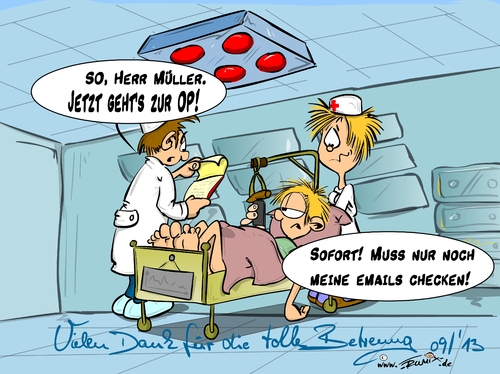 Cartoon: Neues aus der Klinik I (medium) by Trumix tagged krücken,hüfte,reha,kosten,krankenhaus,zuzahlung,klinik