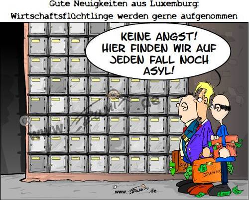 Cartoon: Refugees welcome (medium) by Trumix tagged steuerflüchtlinge,wirtschaftsflüchtlinge,steuerflüchtlinge,wirtschaftsflüchtlinge,asyl,platz,luxenburg
