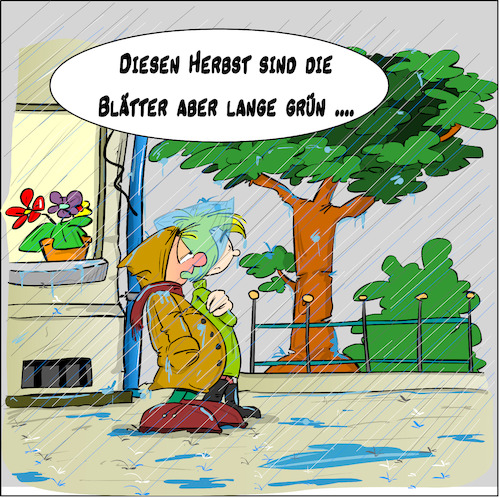 Cartoon: Sommergefühle (medium) by Trumix tagged sommer,herbst,regen,hitzewelle,laub,blätter,hitze,sommer,herbst,regen,hitzewelle,laub,blätter,hitze