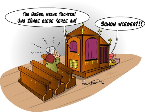 Cartoon: Tue Busse und Bereue nichts (medium) by Trumix tagged kirche,zoelibat,pfarrer,religion,trummix,geheimnis