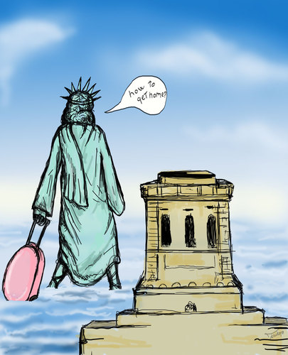 Cartoon: Homesickness (medium) by gartoon tagged ilustration