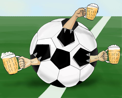 Cartoon: Team play (medium) by gartoon tagged soccer,goal,globe,cup,sphere,sport,cross,section,ball,residential,district,centre,center,corner,marking,leather,chalk,grass,animal,foot,angle,circle,green
