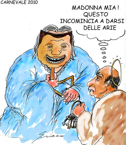 Cartoon: MASCHERE (medium) by Grieco tagged grieco,berlusconi,maschere,carnevale