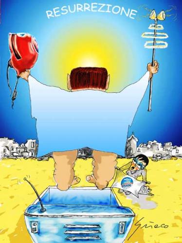 Cartoon: RESURREZIONE (medium) by Grieco tagged grieco,berlusconi,resurrezione,terremoto,abruzzo
