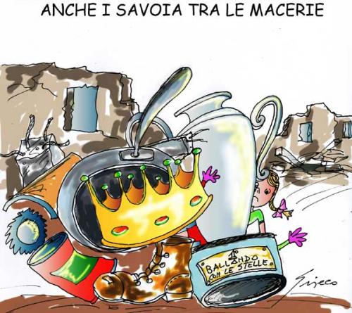 Cartoon: Solo macerie in Abruzzo (medium) by Grieco tagged grieco,savoia,abruzzo,terremoto