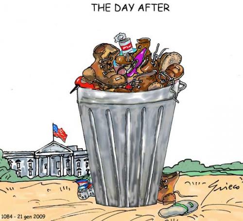 Cartoon: The Day After (medium) by Grieco tagged grieco,bush,casa,bianca,scarpe