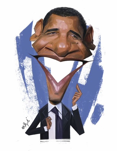 Cartoon: Barak Obama (medium) by nader_rahmani tagged obama