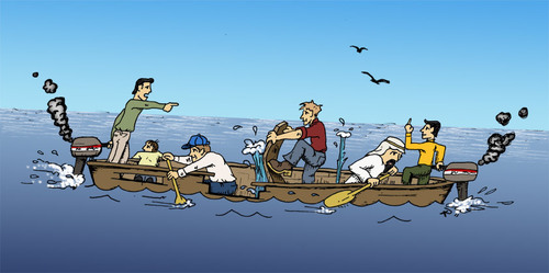 Cartoon: Same Boat (medium) by RyanNore tagged politics,environment,earth