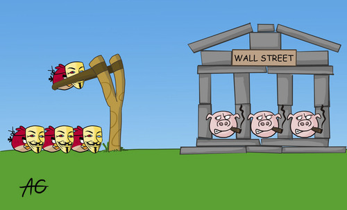 Cartoon: Wall Street ANGRY BIRDS (medium) by victorh tagged bankers,humanrights,freedomofexpression,democracy,wallstreet,occupywallstreet