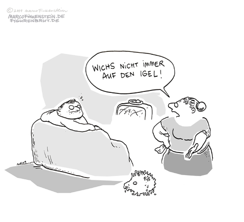 Cartoon: Wichsigel (medium) by MarcoFinkenstein tagged wichsen,igel,sohn,mutter,sofa,tv