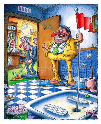 Cartoon: French loo 2 (medium) by Nick Lyons tagged joke,cafe,bar,france,toilette,toilet,wc,sport,loo,french,golf