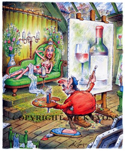 Cartoon: Wine Artist (medium) by Nick Lyons tagged lyons,nick,france,artist,cartoon,wine