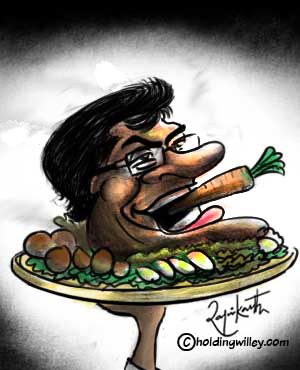 Cartoon: Lalit Modi IPL (medium) by crowpoint tagged lalit,modi,ipl,msd,dhoni,maahi,indian,cricket,bcci,hotspot,udrs,drs,captain