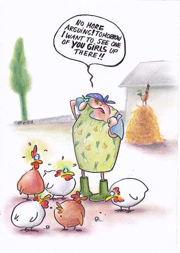 Cartoon: gender chicken (medium) by Petra Kaster tagged women,career,gender,business,chicken,coaching,women,career,gender,business,chicken,coaching