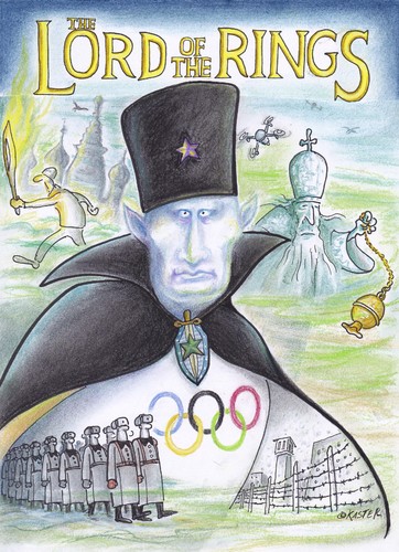 Cartoon: lord of the rings (medium) by Petra Kaster tagged putin,scotchi,olympische,spiele,russland,tolkin,herr,der,ringe,putin,scotchi,olympische,spiele,russland,tolkin,herr,der,ringe